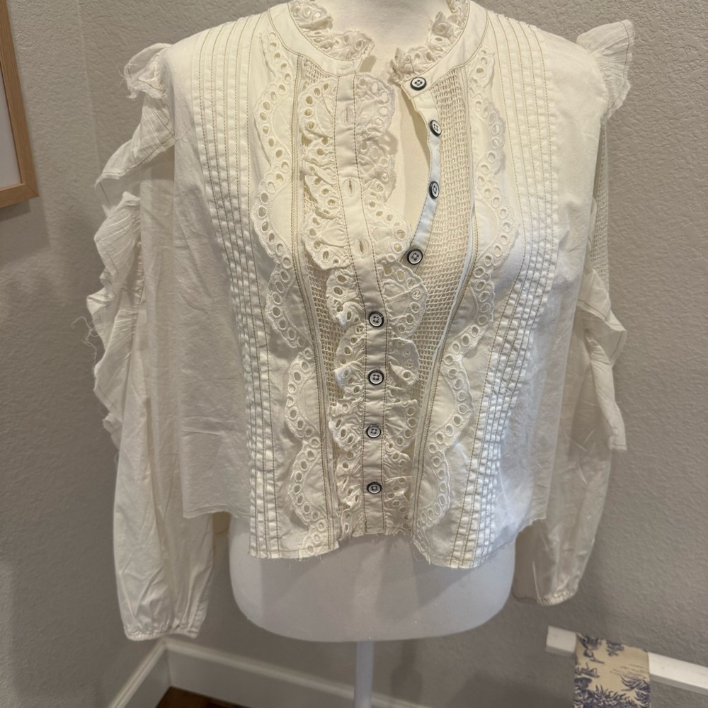 Free People Cream Lace Blouse